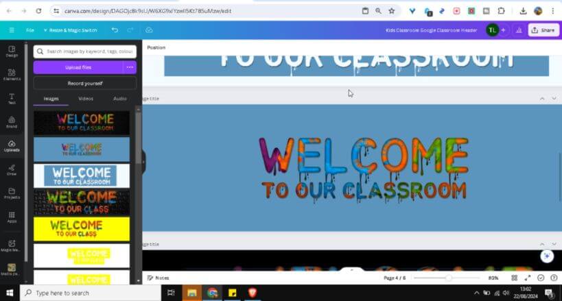 Desain Header Google Classroom yang Menarik dengan Efek Teks Drip Berwarna di Canva