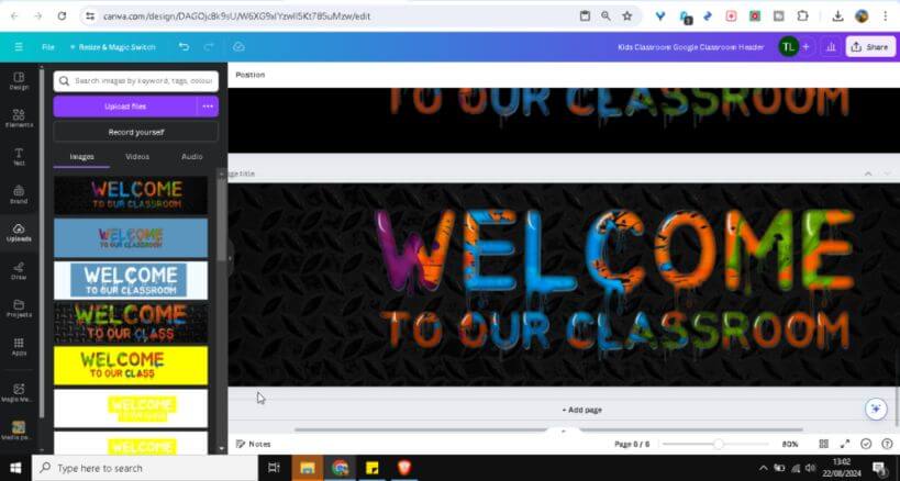 Desain Header Google Classroom yang Menarik dengan Efek Teks Drip Berwarna di Canva